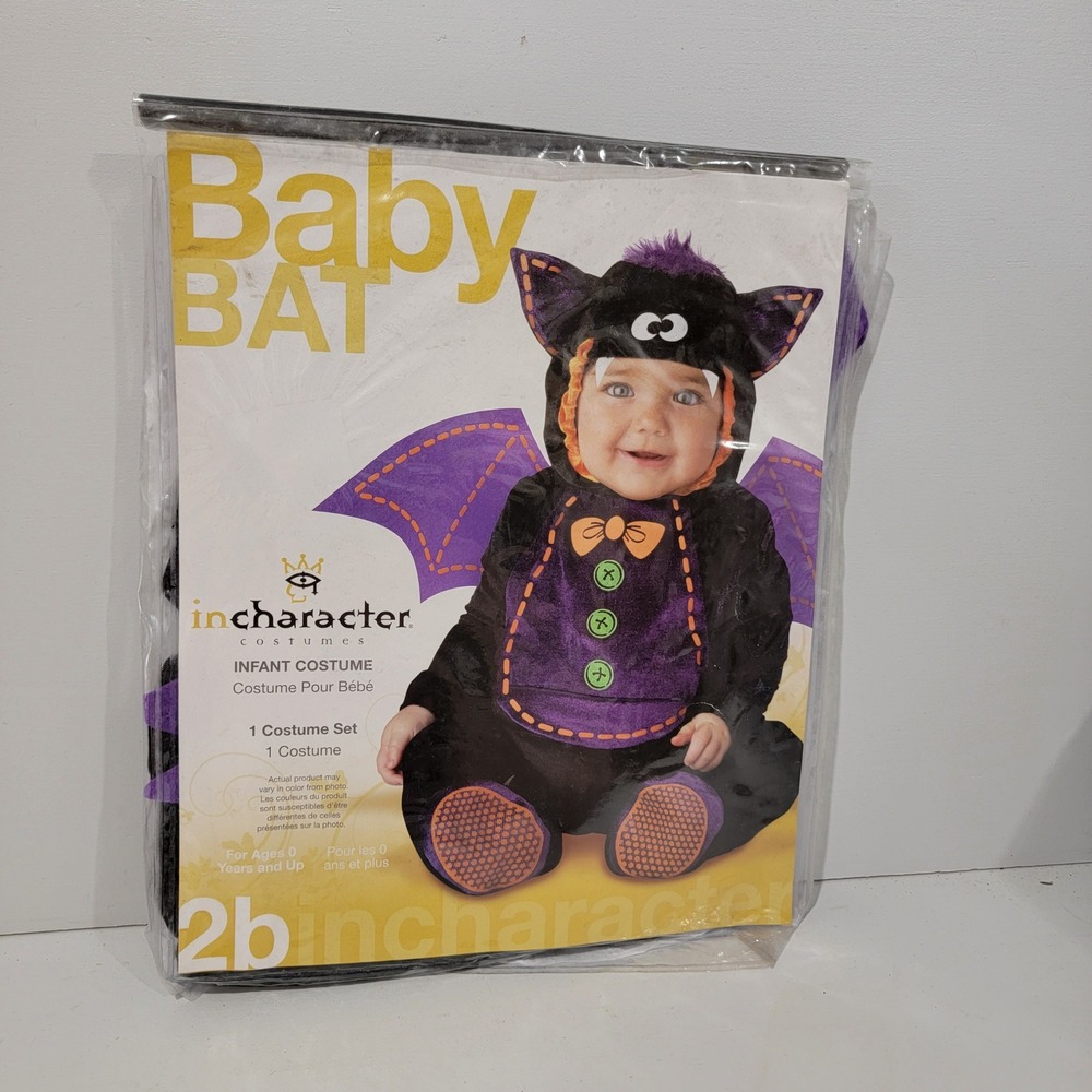 InCharacter Baby Bat Infant Costume 12-18 Months Black Purple 16009 NEW